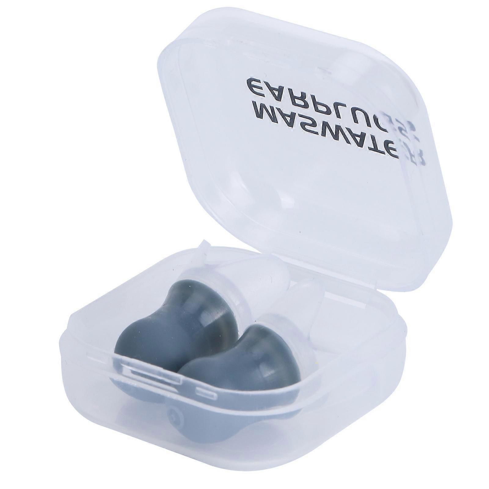 Swimming and Flying Waterproof Silicone Ear Plugs - Noise Reduction, 2 Pcs (Gray, L+Box)