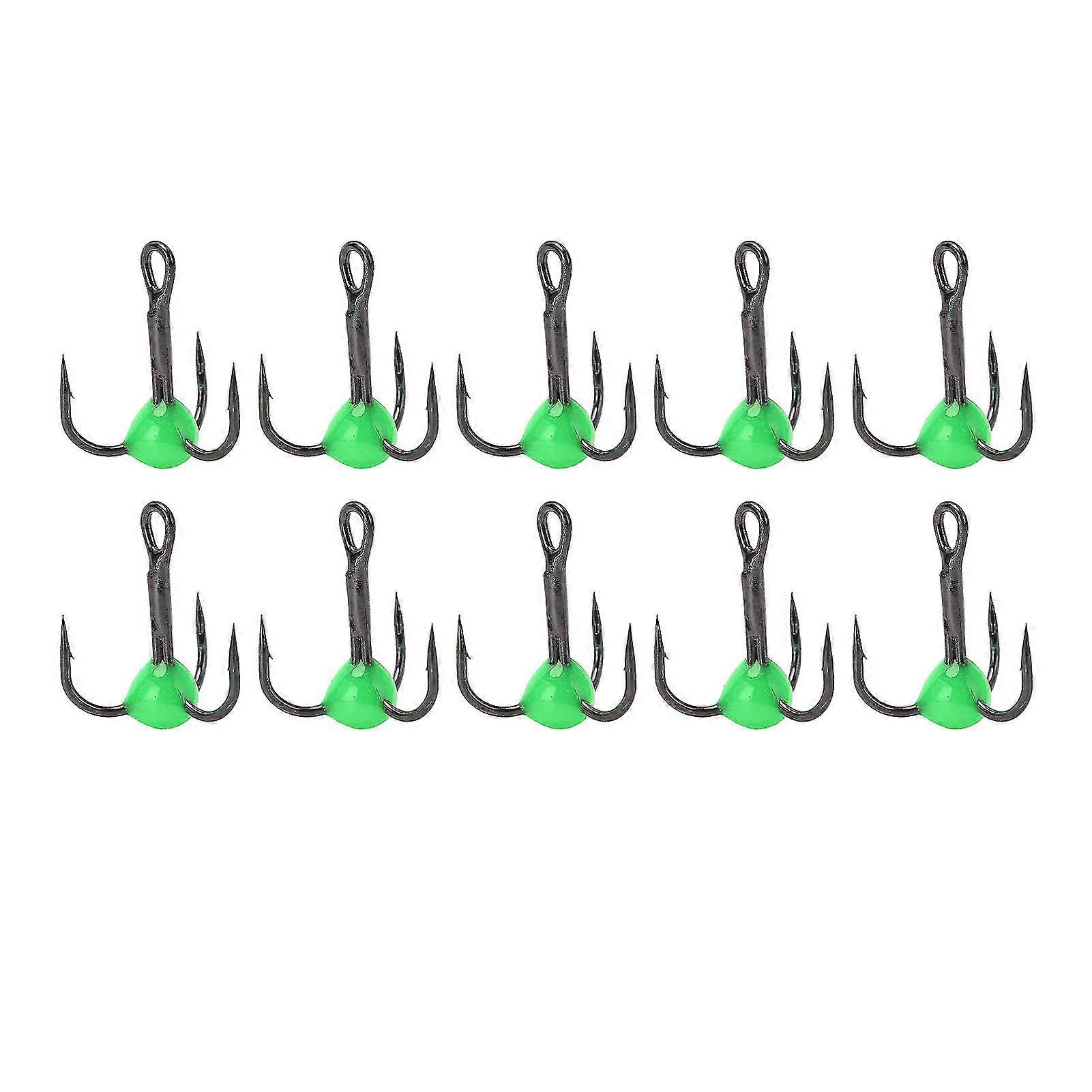10pcs Size 10 High Carbon Steel Treble Hooks Kit - Sharp and Bright Color Fishing Hooks for Bass, Trout, Carp Lures and Baits