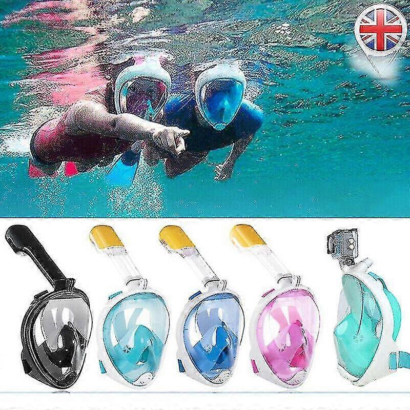 Full Face Snorkel Mask Snorkeling Set Adult Kids Diving Goggles Compatible For Gopro Swim