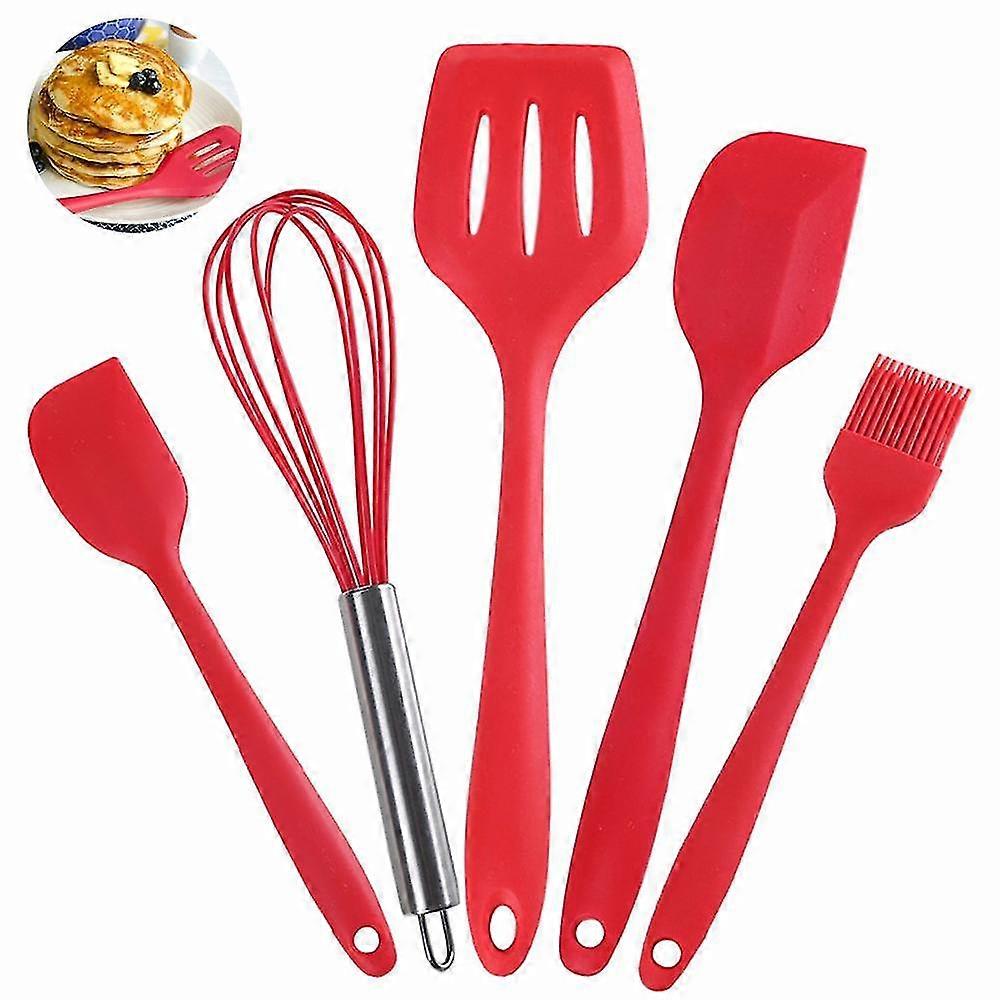 5 Piece Premium Silicone Kitchen Utensils Set,whisk & Basting Brush