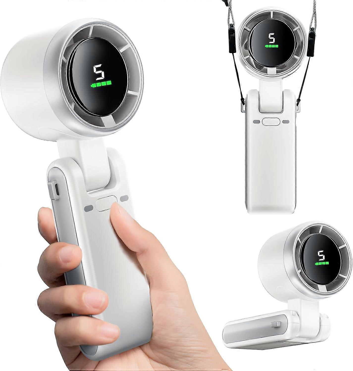 Portable Handheld Turbo Fan, Mini Turbo Fan, 3 IN 1 Hand Fan with Air Turbo Tech Cooling Fan, 5 Speed Personal Fan with Digital Display