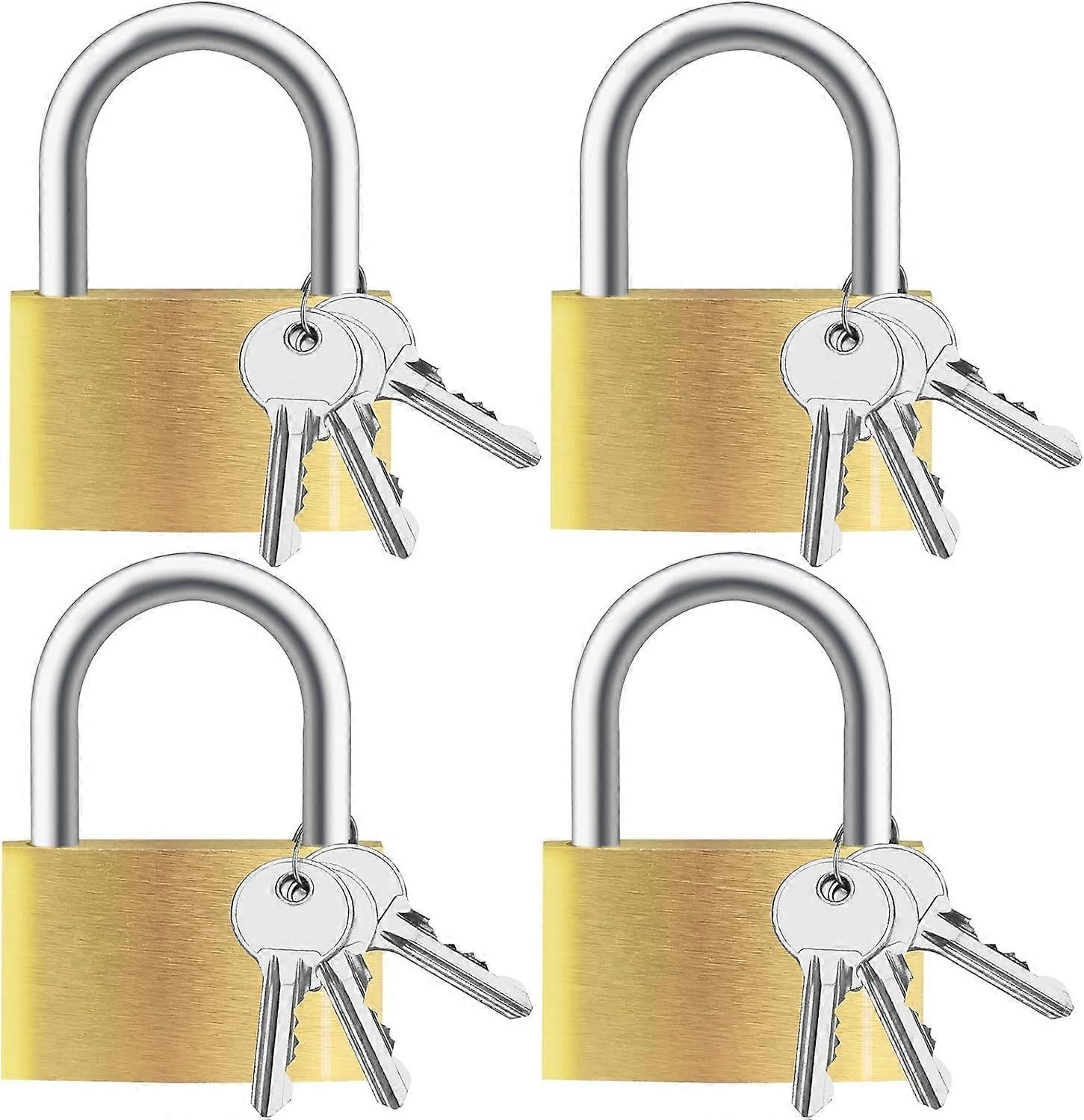 4pcs Solid Brass Keyed Padlocks Storage Lock Shackle for Outdoor Indoor Use