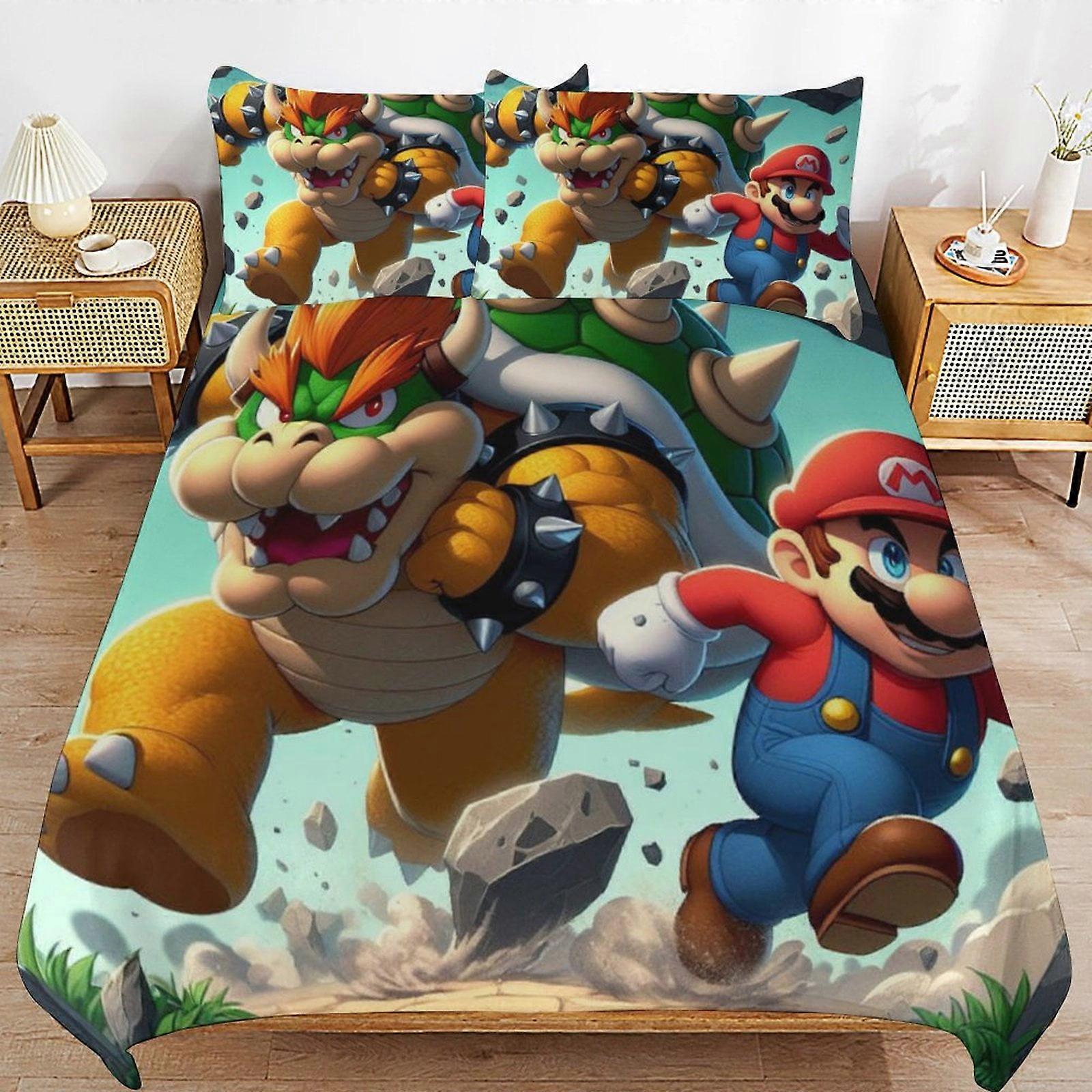 Bedding set JP207 Super Mario 3-Piece Comforter,Super Mario Bedding Set, Soft Microfiber Duvet Cover Set with Zipper Closure TH207