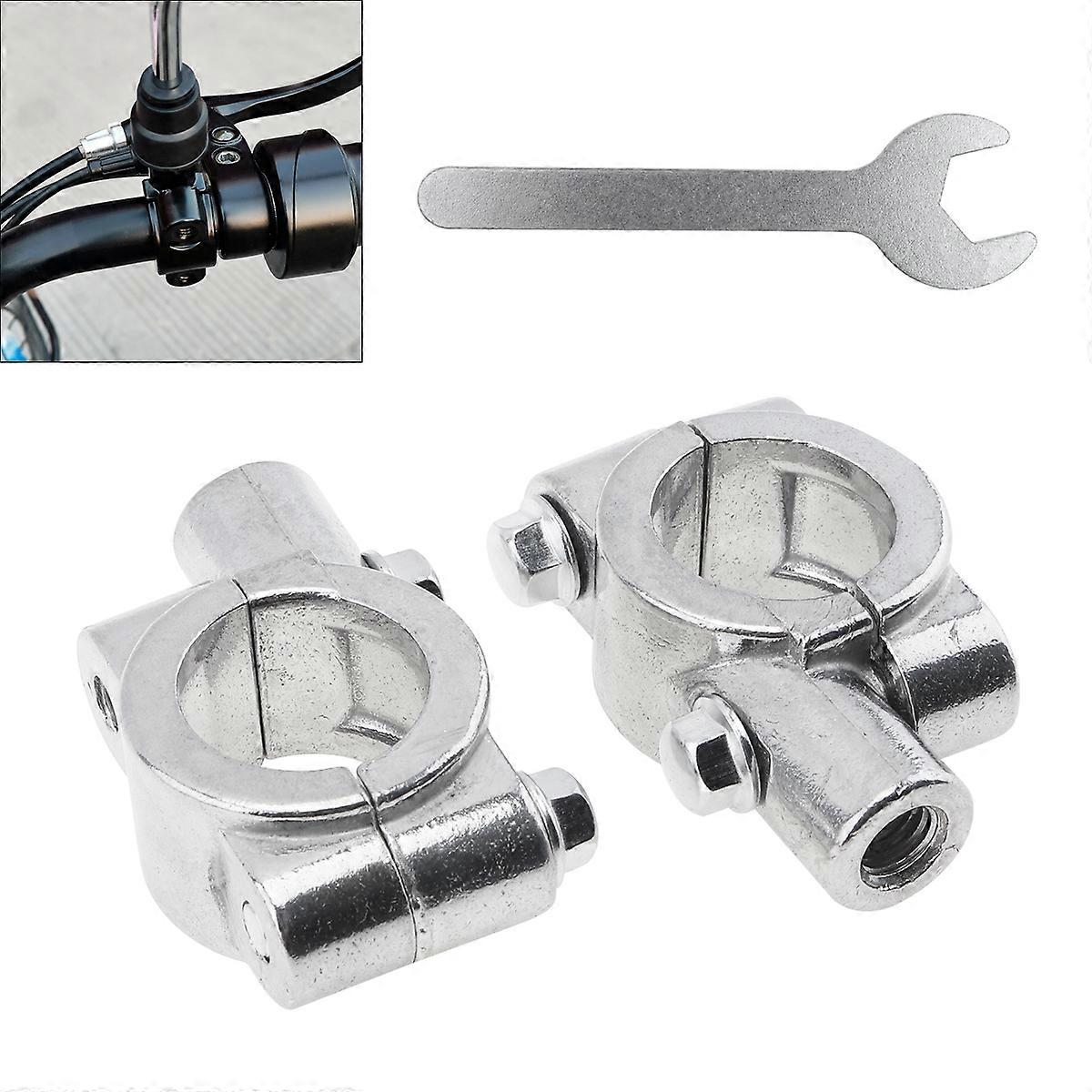 2pcs Black Silver Motorcycle Accessories Mirror Mount Clamp Rear View Mirror Holder 22mm 25mm Handlebar Bracket 10mm 8mm Thread
