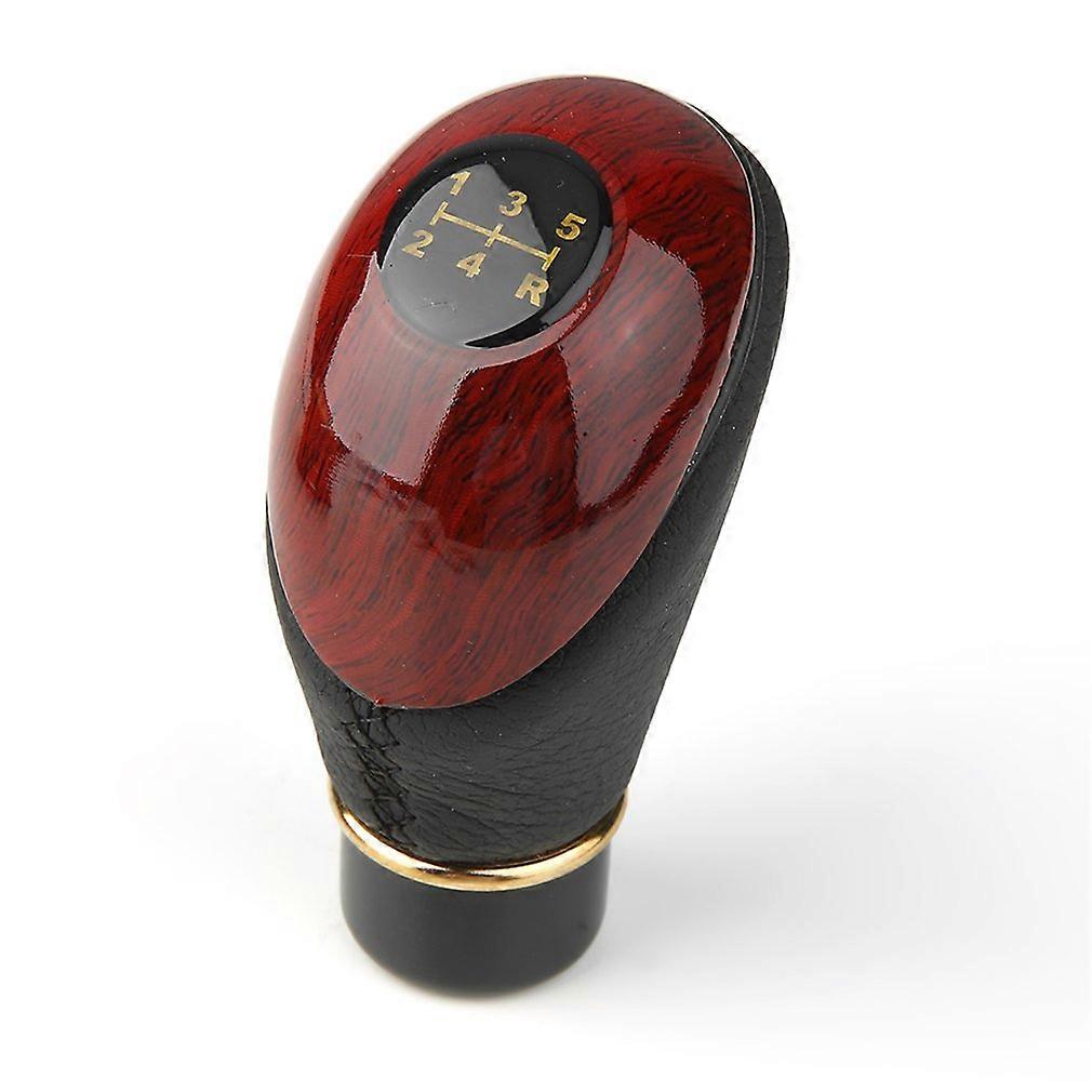 Exquisite Wooden PU Leather Car Truck 5-Speed Lever Manual Gear Stick Knob Shift Shifter Gloss Hot Selling