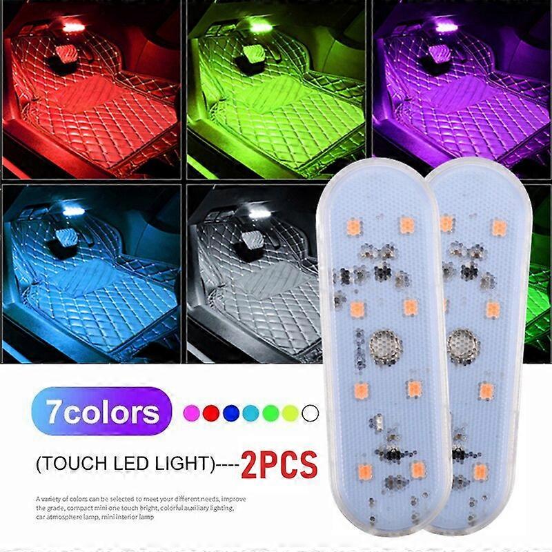 2PCS LED Interior Car Light Wireless Interior Lights Car LED Touch Lights Auto Roof Ceiling Lamp USB Charging Reading Lamps Motor Vehicle Lighting