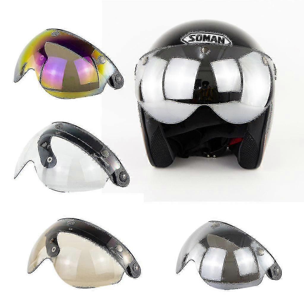 W Glasses 3 Snap 3/4 Helmet Shield With Flip Up Hinge For Torc T50 Vintage Moto
