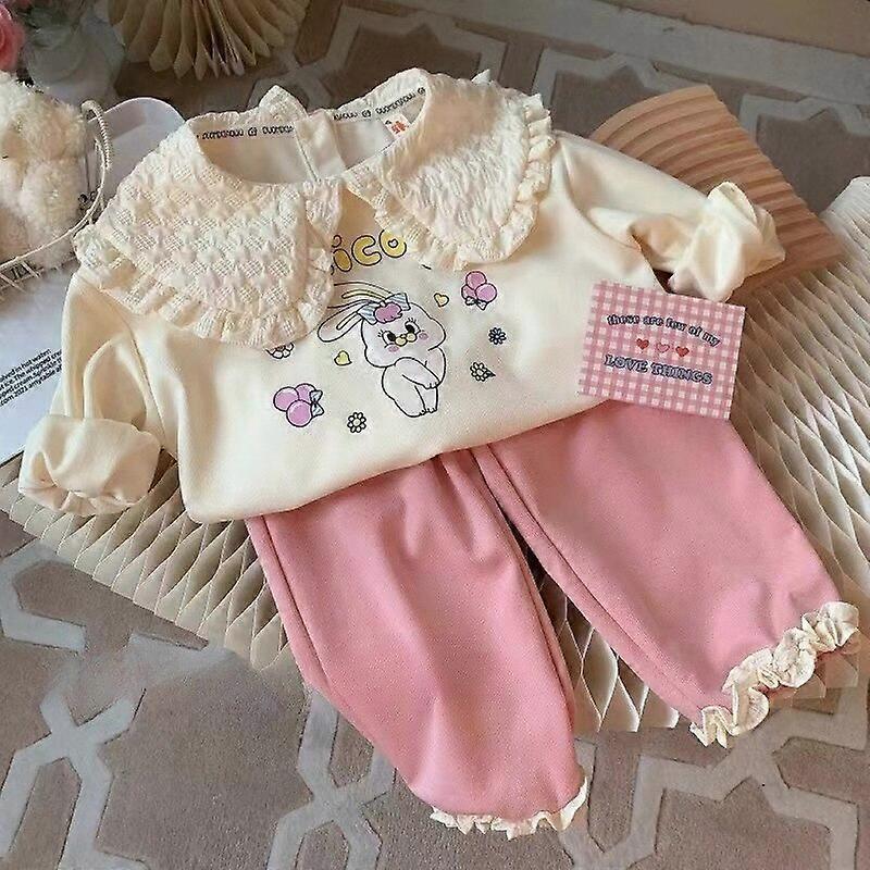 Kids Clothes Sets Autumn Spring Cartoon Rabbits Girl Pullover Tops+Pants 2Pcs Fashion Children Sweatshirt Tracksuit 1-6YrsKIDS Outfit Sets