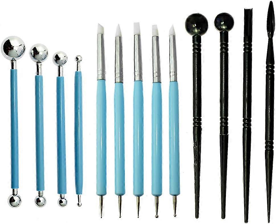 13pcs Polymer Modeling Clay Sculpting Tools, Dotting Pen, Silicone Tips, Ball Stylus, Pottery Ceramic Clay Indentation