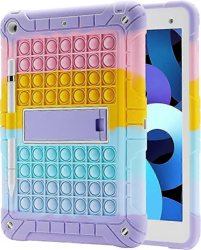 Suitable for iPad 10.2 protective case holder, purple edge (2021/2020/2019 iPad 10.2 protective case), silicone tape pen loop