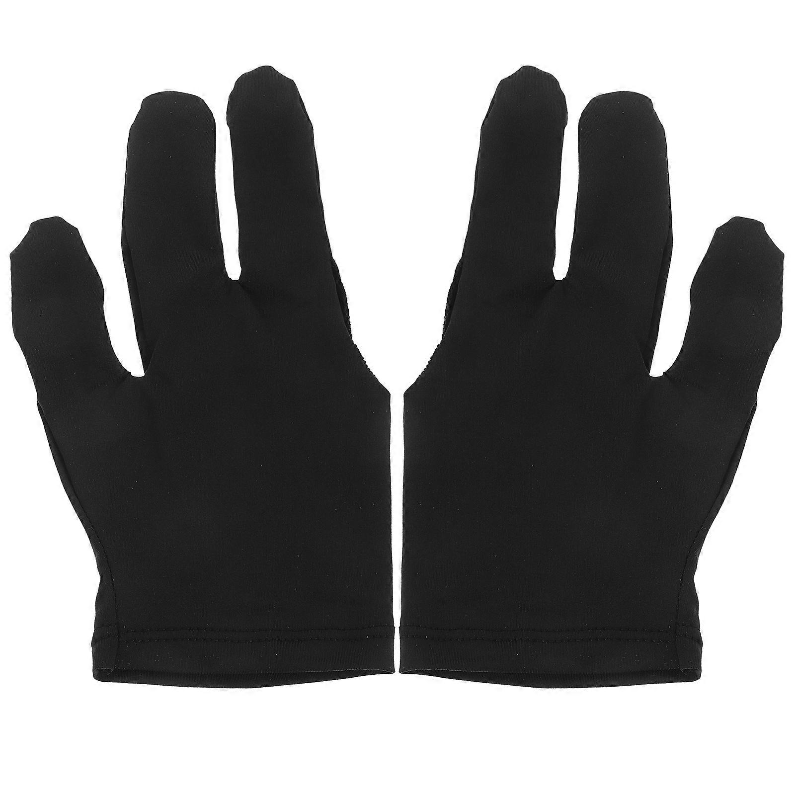 2pcs 3-Finger Handschuh Billard Pool Shooter 3 Finger Handschuhe Billard Handschuhe Snooker Handschuhe Instrumente (Schwarz)