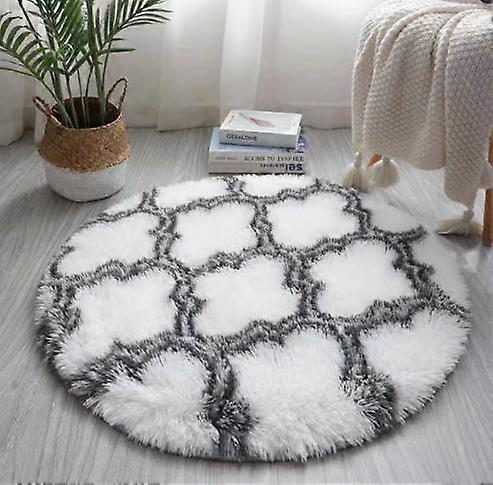 Modern simple tie-dye round silk wool carpet bedroom bedside home room full long hair living room coffee table floor mat