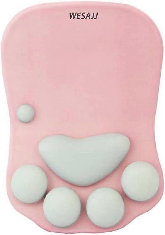 Cat Paw Mouse Pad with Wrist Support Soft Silicone Wrist Rests Non Slip Cushion Mousepad for Office Computer Gaming Desk Decor (10.7x7.8x0.9'') (Pink)