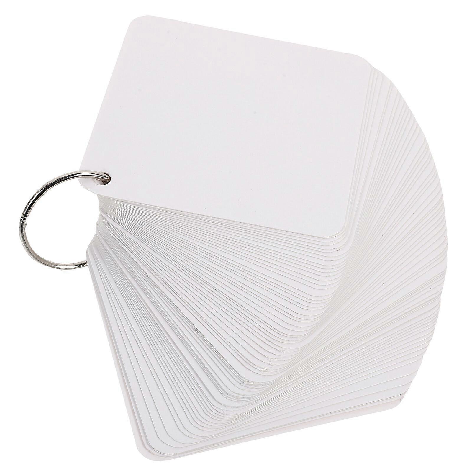 1 Set Blank Flash Cards for Studying Blank Index Notecards Pre Hole Punched Index Cards with Metal Binder Rings