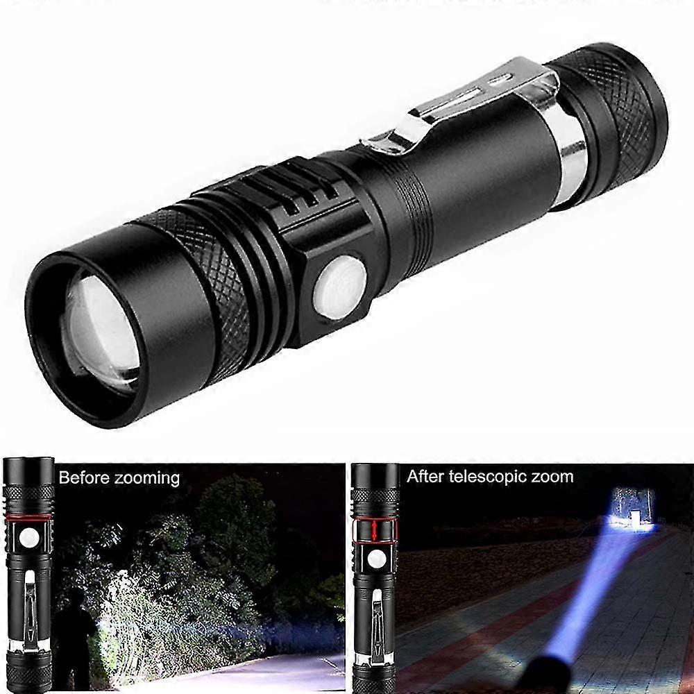T6 Telescopic Zoom Flashlight Dimmable Rechargeable Hand Torch Light-MXBC