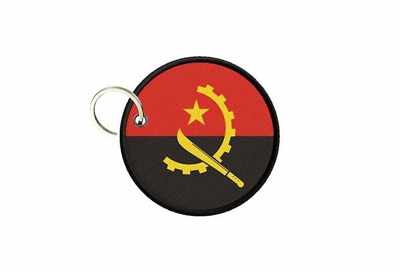 Keychain keys Angolan flag printed round round round