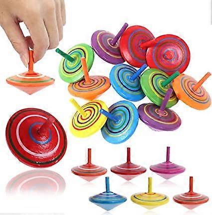 20Pcs Wooden Spinning Top, Colorful Handmade Painted Wood Spinning Top Toy Wooden Peg-Top Gyro