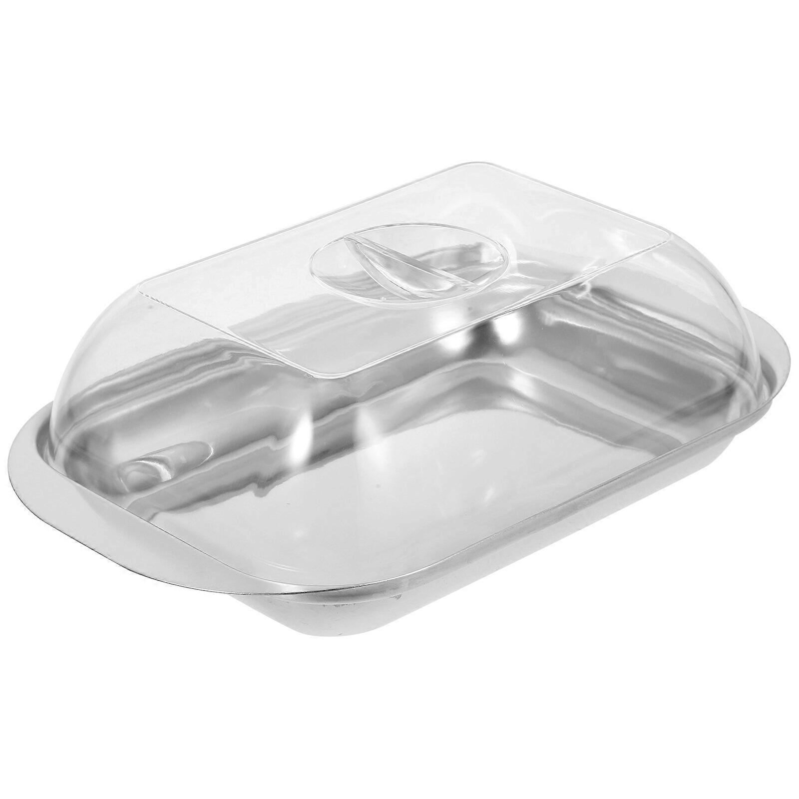 不锈钢黄油盒带透明塑料盖奶酪盒黄油架家庭用品