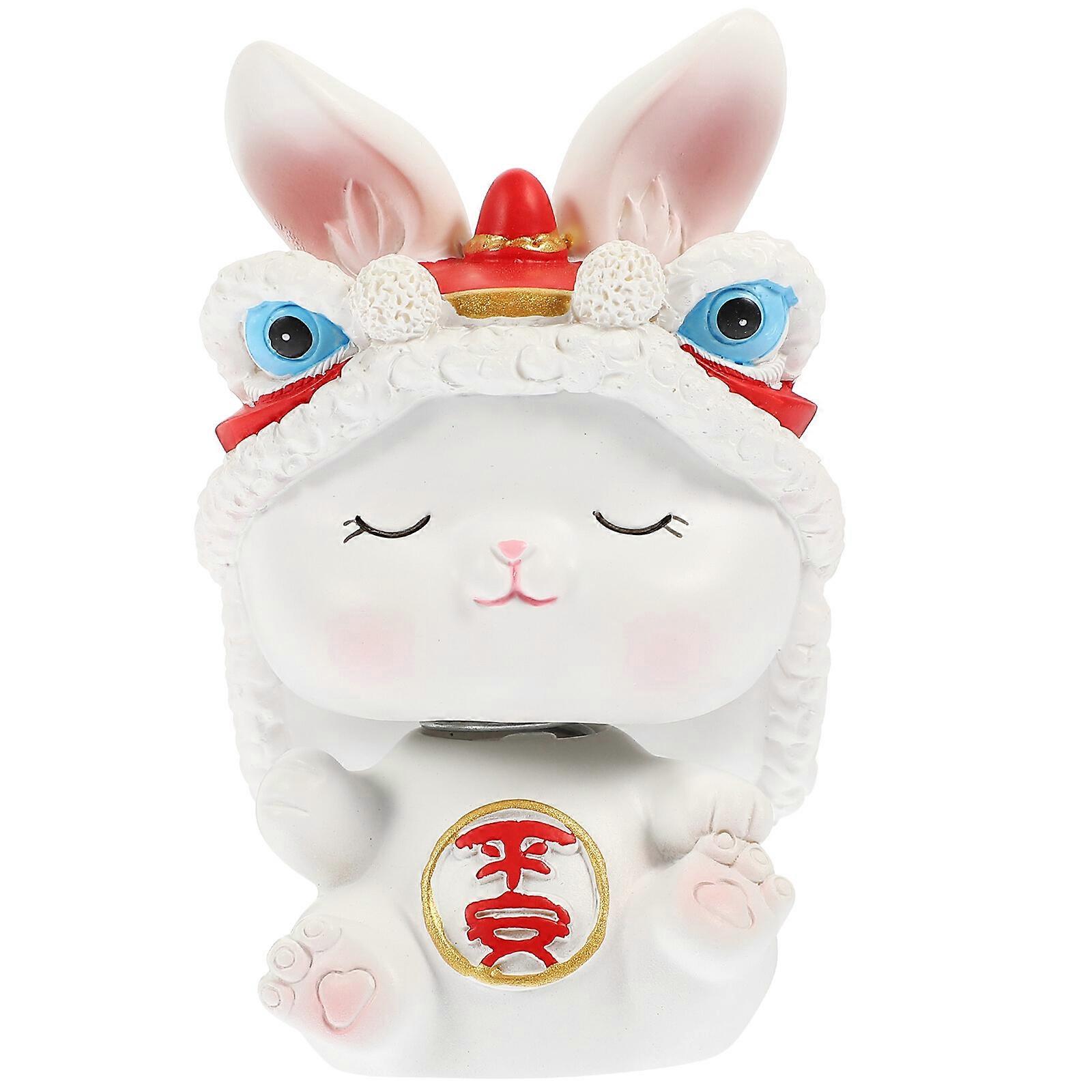 Resin Mini Rabbit Figurine Decorative Shaking Head Rabbit Figurine for Car Home