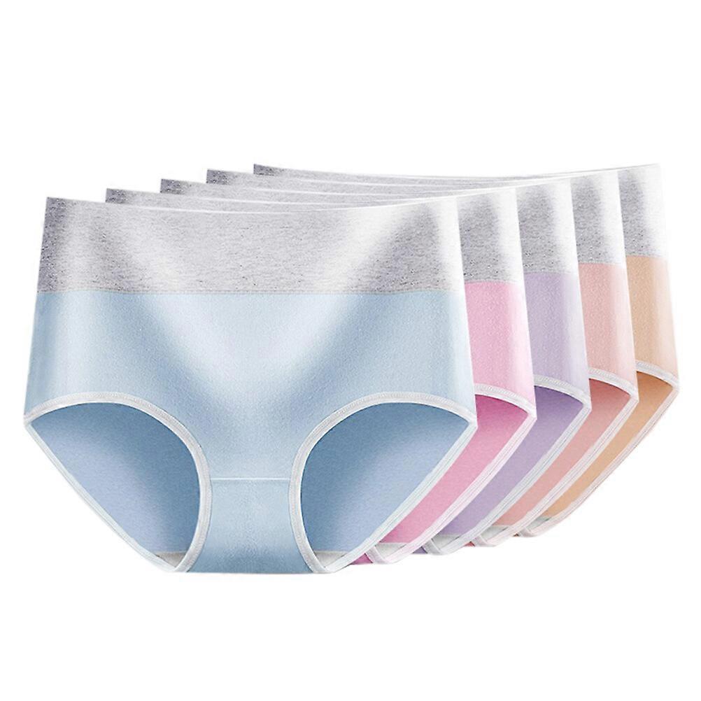 5Pcs High Waist Cotton Underwear Stretch Brief Panties Breathable Underwear