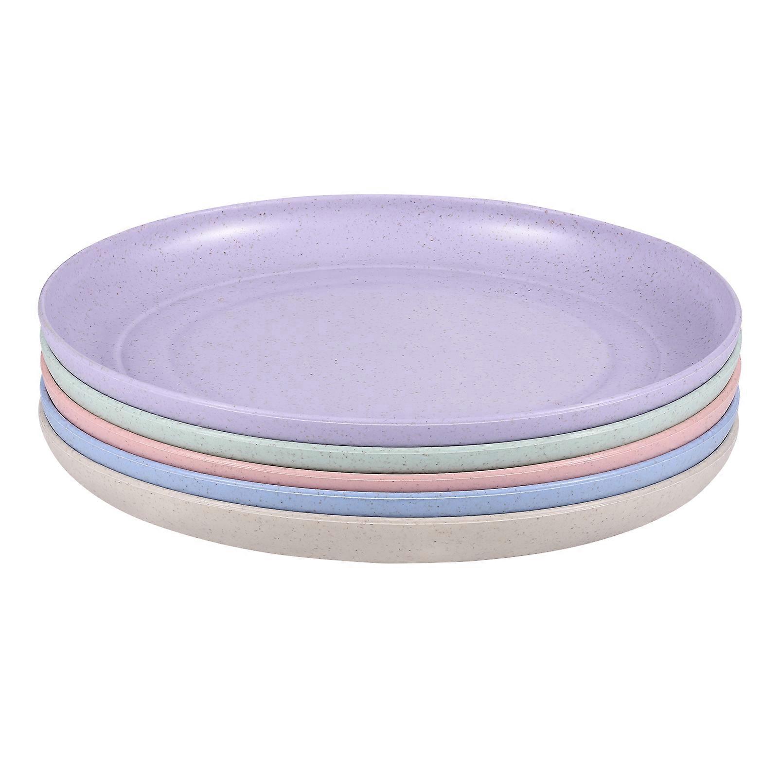 Yardwe 5pcs Wheat Straw Plates Unbreakable Lightweight Dinner Plates Reusable Sturdy Dinnerware Set for Home Kitchen