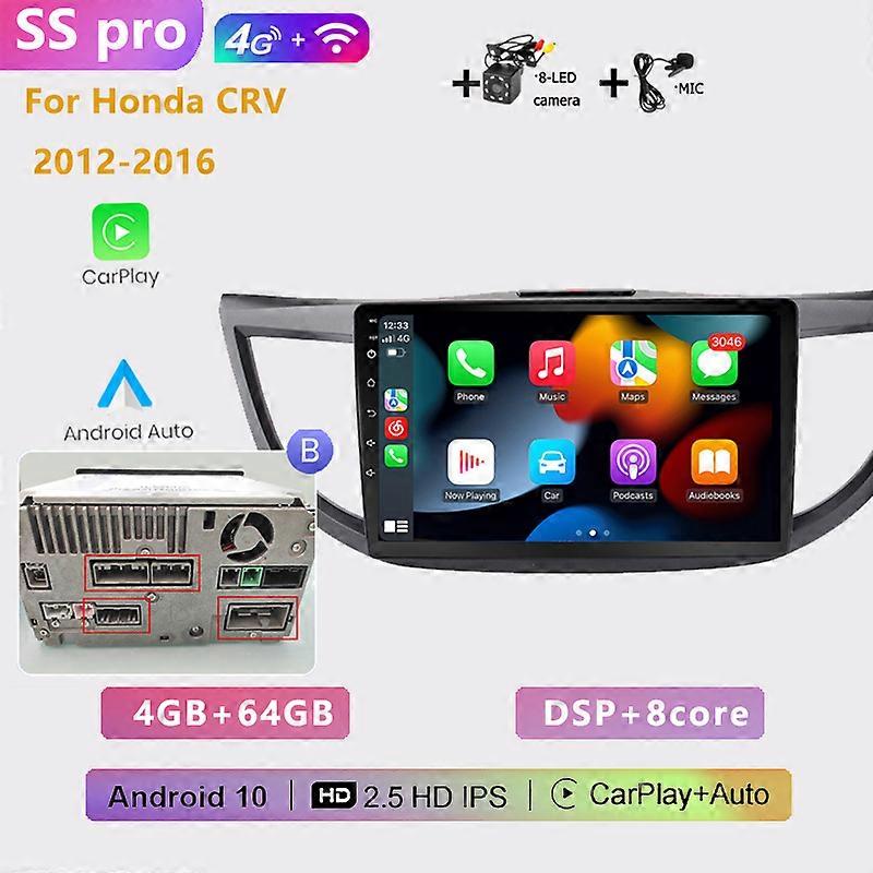 4G+64G 8-core 2DIN Android 10 Car Radio Stereo Multimedia Player Carplay Auto WIFI GPS navigation for Honda CRV CR-V 2012-2016