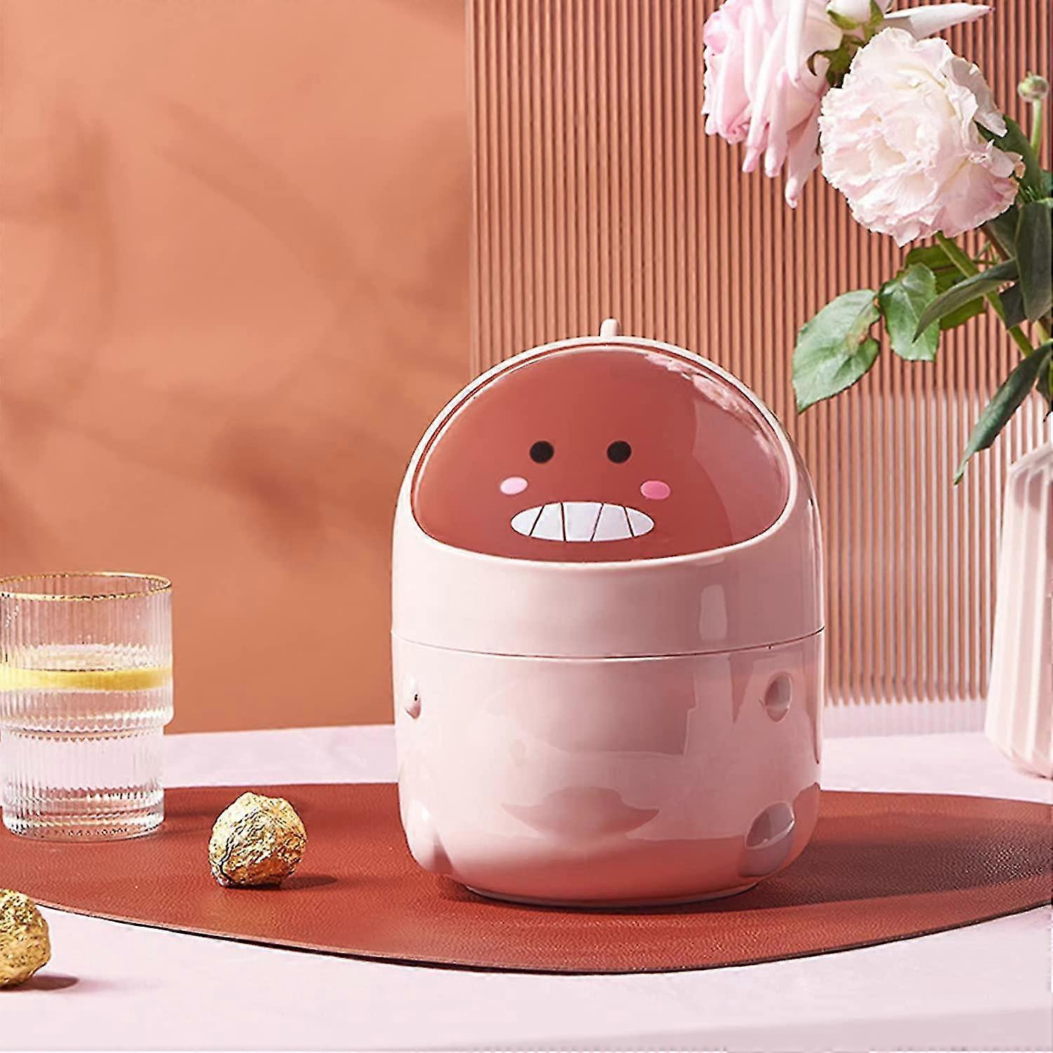 Mini Desktop Trash Can With Lid, Cute Little Dinosaur Countertop Garbage Bin