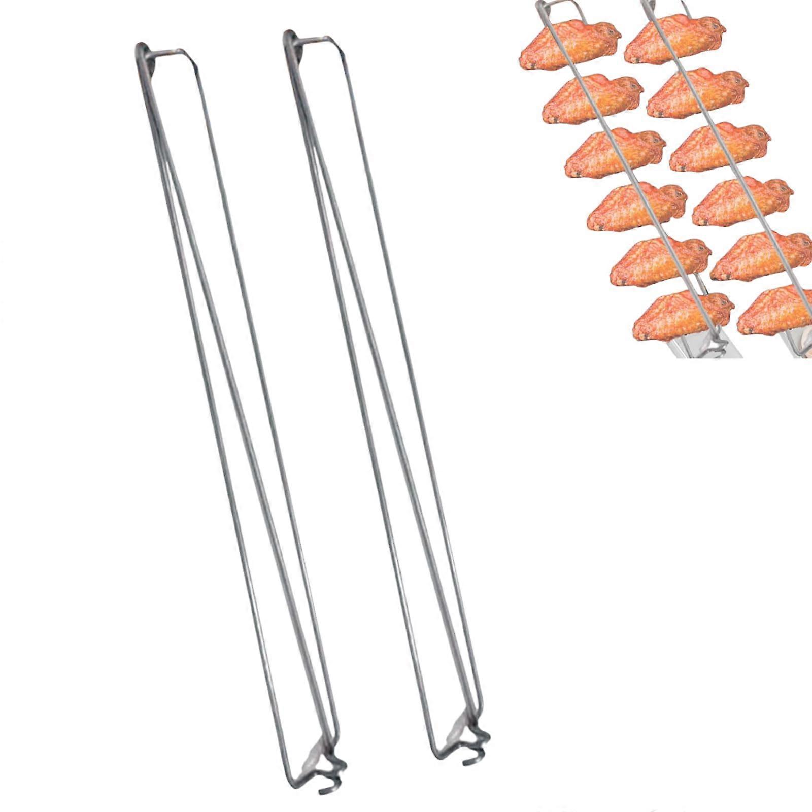Clamping Wing Rails for Grilling Chicken Wings, Wing Rails for Chicken Wings Flat BBQ Fork for Grill, Picnic Camping Barbecue