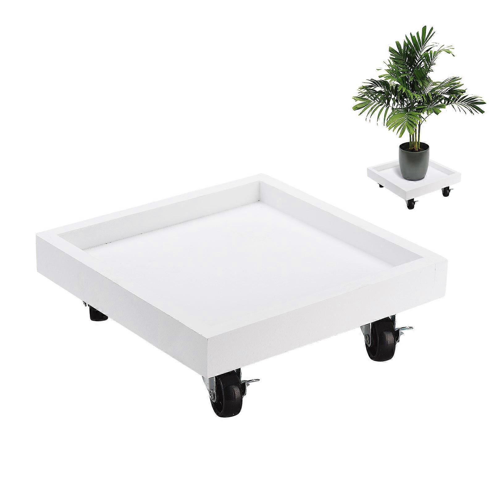 2023 Hot Plastic Plant Pot Caddy Wheels Stopper Square Wheeled Planter Trolley Mover Stand 100% New