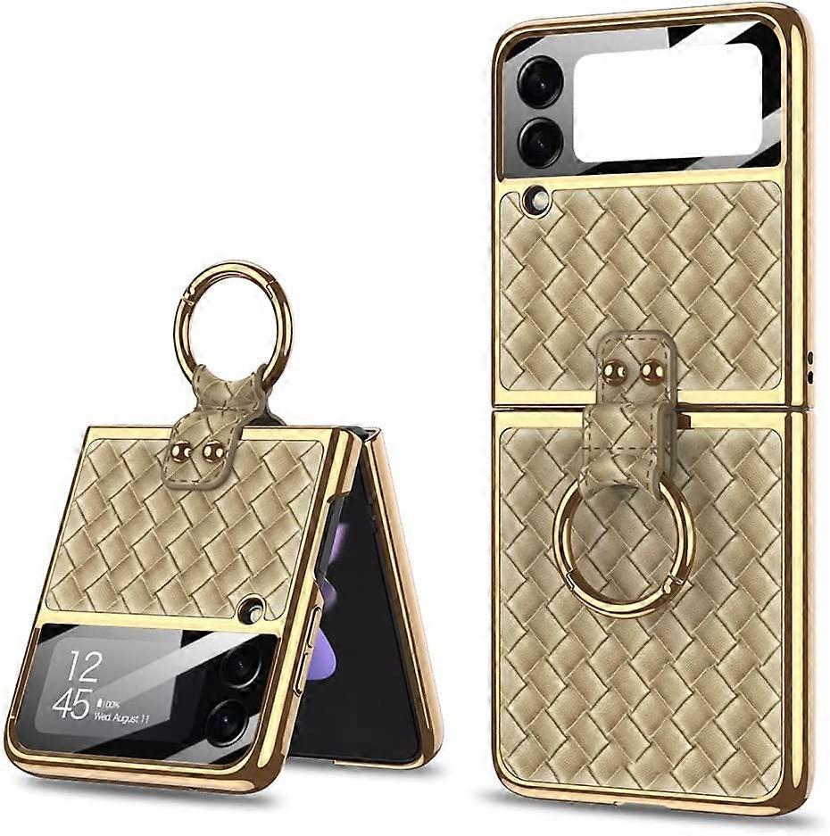 Ultra-Thin Case Apply to Samsung Galaxy Z Flip 3,Soft TPU Electro-PlatingBumper Design with Ring Buckle Holder with Magnetic Suction Car Function Full