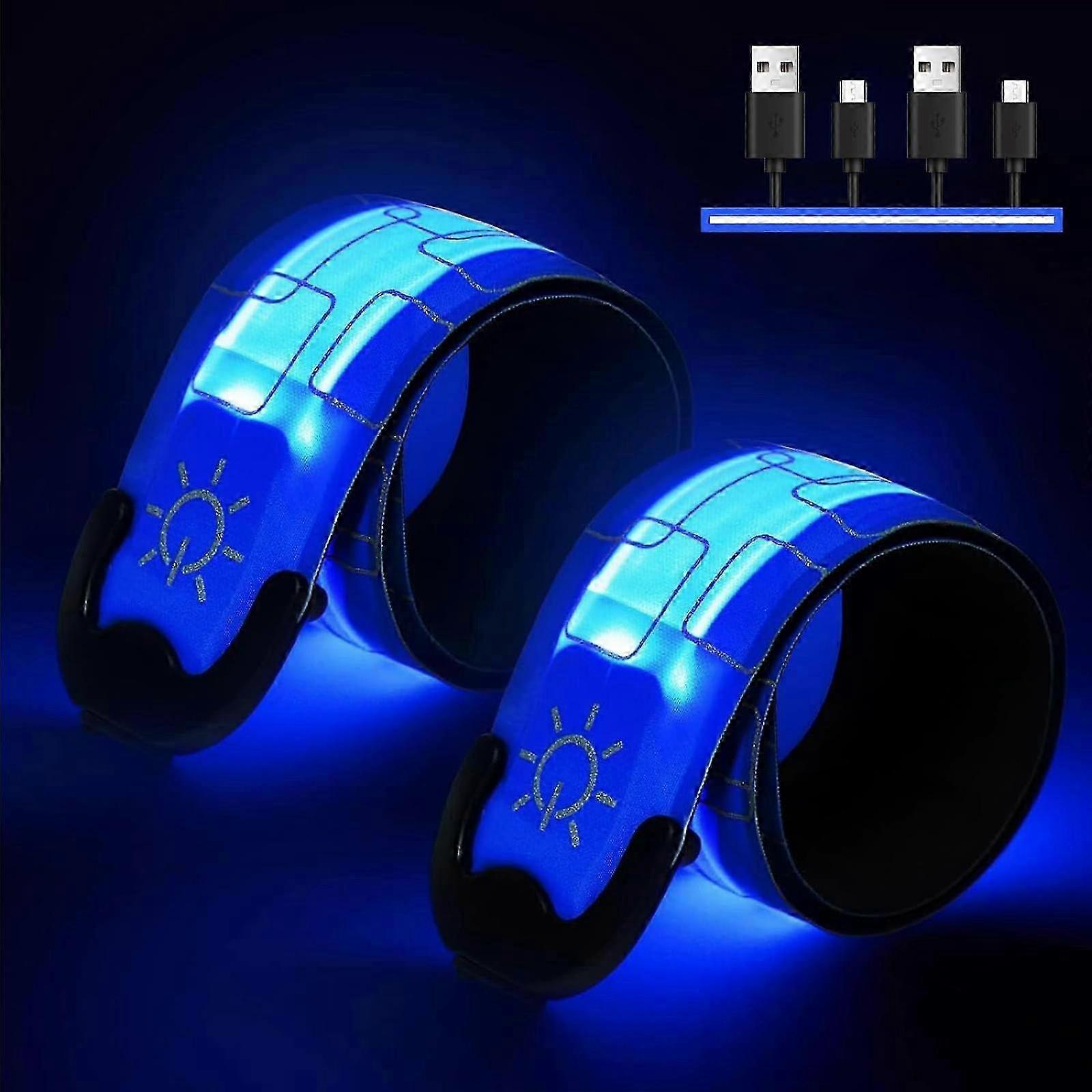 ランニング用LEDアームバンド、ランナー用2パックランニングライト充電式反射ランニングギア、高視認性ライトアップアームバンドナイトランニング用、