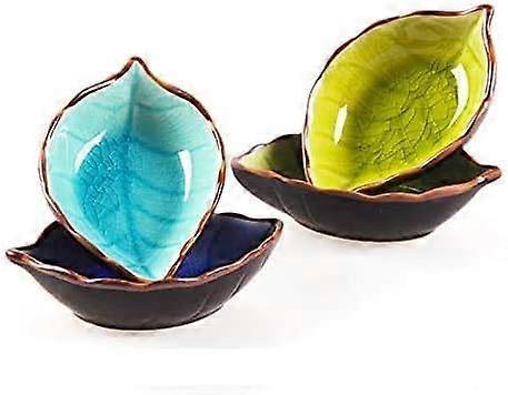 4-pack sauce dish, leaf-shaped dish ceramic mini side dish condiment dish condiment dish