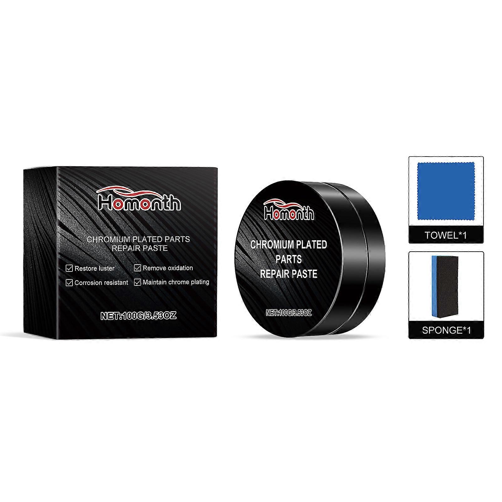 Restore Chrome Shine & Polish Metal Surfaces - Easy-to-Use Reconditioning Paste with Polymethyl Methacrylate & Mineral Oil for Automotive, Household &