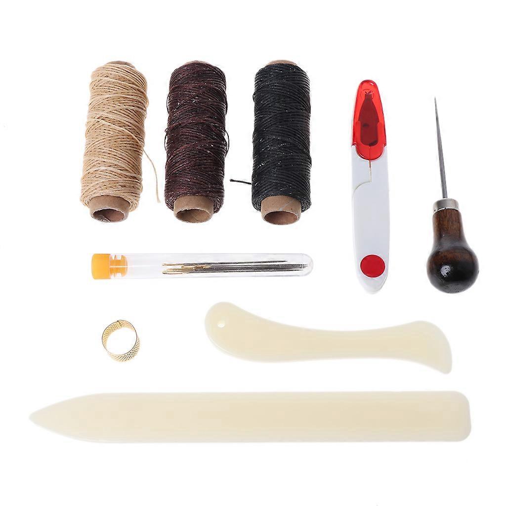  15Pcs Bookbinding Kit Starter Tools Bone Folder Paper Creaser Waxed Thread Set