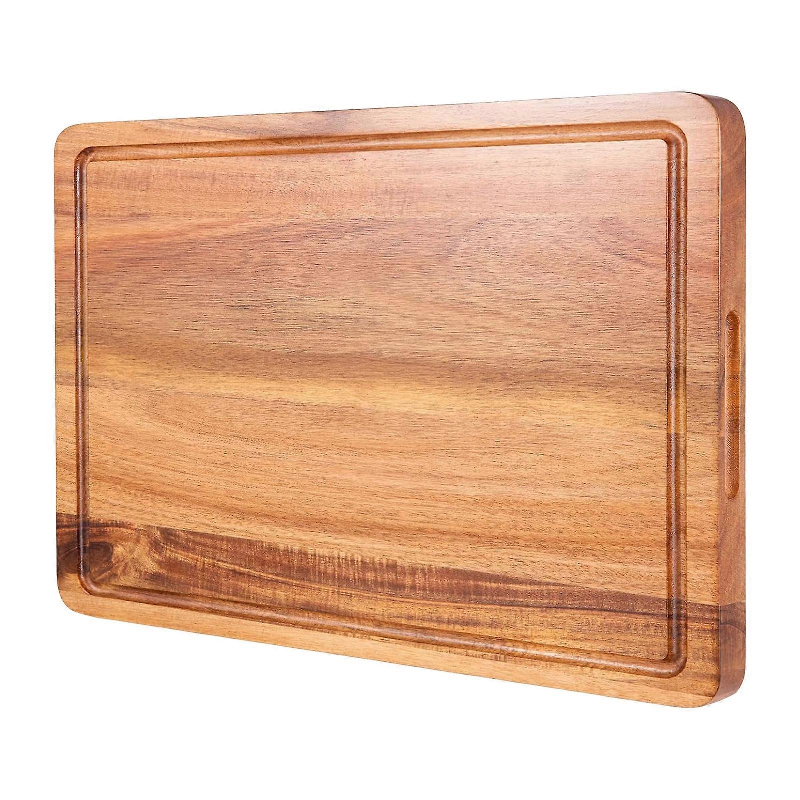 Wood Cutting Board with Juice Groove And Handles Large Thick Chopping Board for Meat Cheese Pre-Oiled Carving Tray High-Density Kitchen Board for Frui