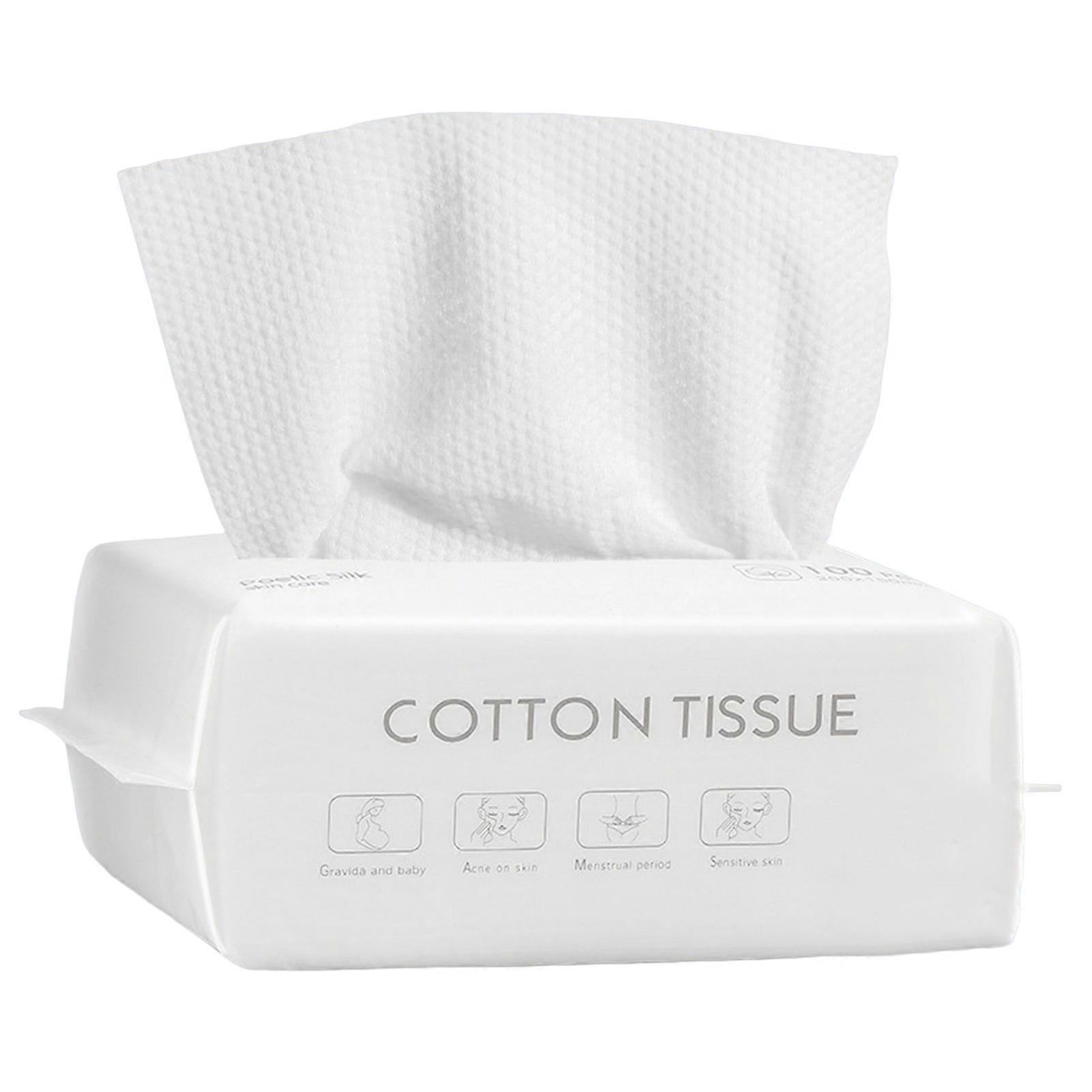 100Pcs/Bag Thick Face Towel Dry And Wet Use Strong Water Absorption Lint Free Soft Travel Cotton Disposable Makeup Wipe for Sensitive Skin