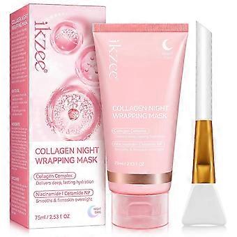 Collagen Night Wrapping Mask, Organic Collagen Peel Off Face Mask, Beauty Skincare Mask for Hydrating, Smoothing and Firming Skin During the Night