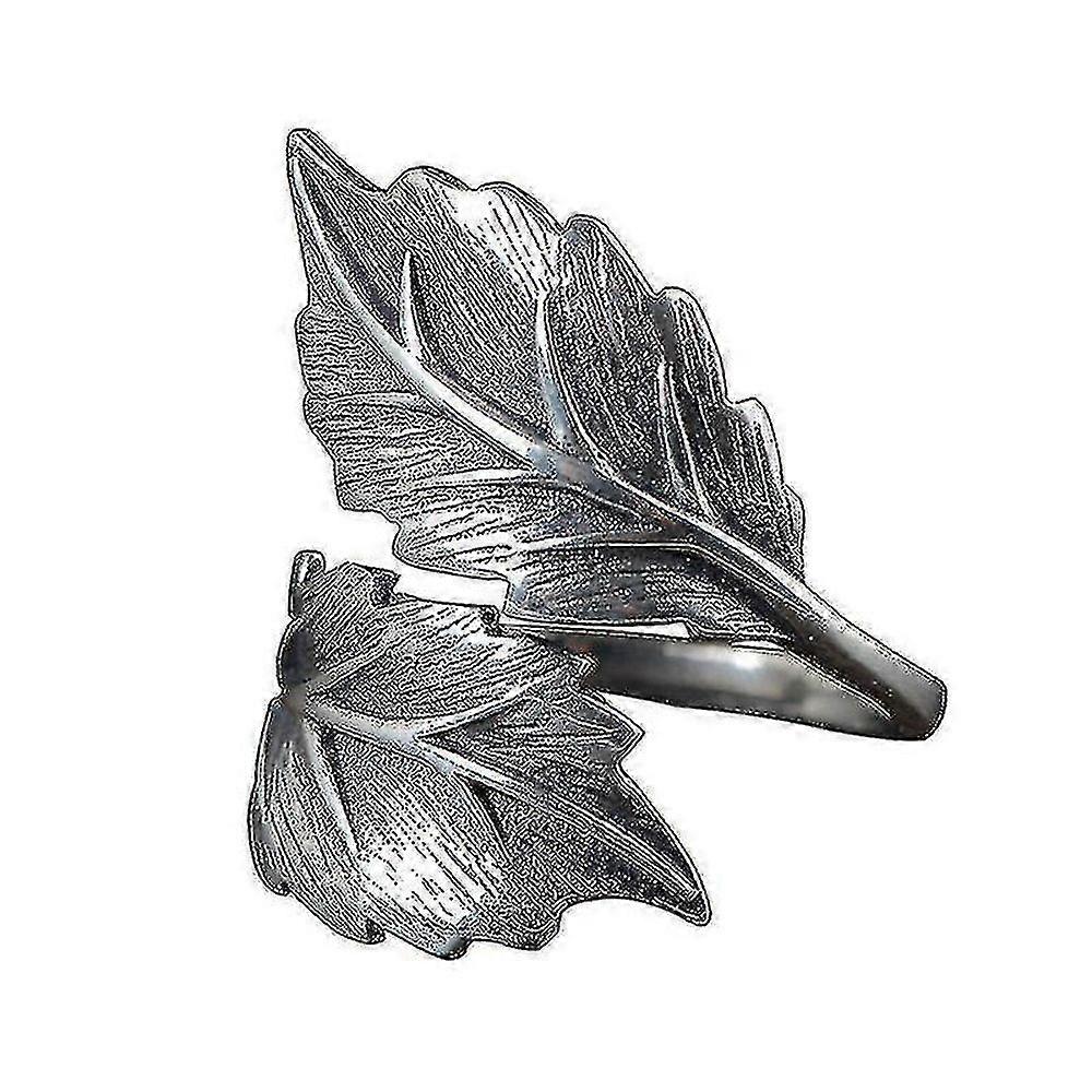 925 Silver Antique Women's Open Thai Silver Leaf Ring