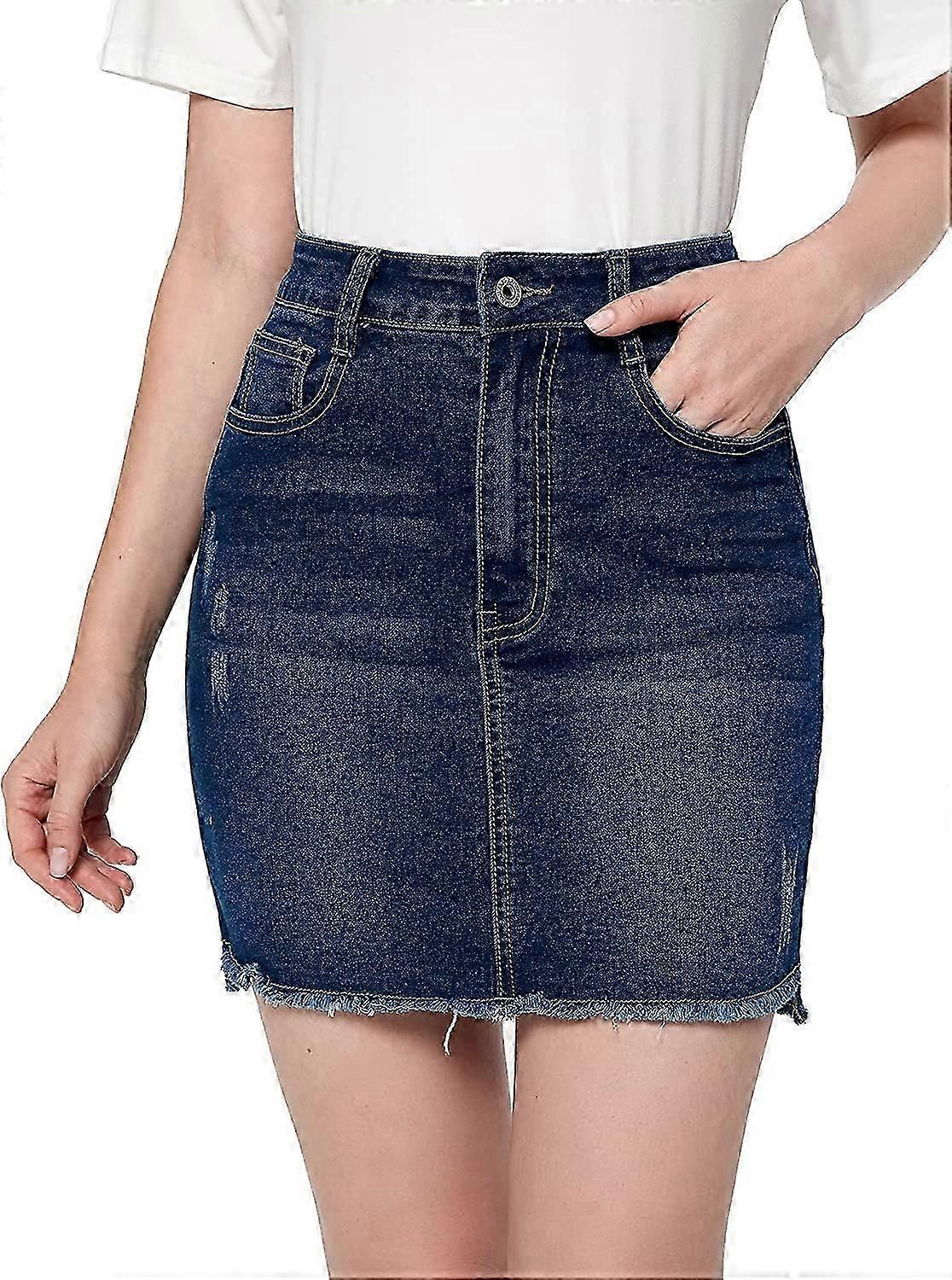 Women's Basic Stretchy Mini Short Bodycon Denim Skirt S-2XL