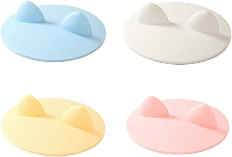 4Pack Cute Cat Ear Cup Lid Cover, Silicone Creative Anti-Dust Rubber Airtight Seal Suction Cap for Drink Glass Coffee Mug Can