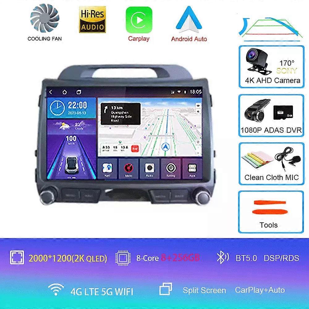 Android 14 Per Kia Sportage 3 2010 - 2016 Lettore multimediale per auto Gps Navigazione 9 pollici Qled Touchscreen Wireless Carplay Wifi 4g