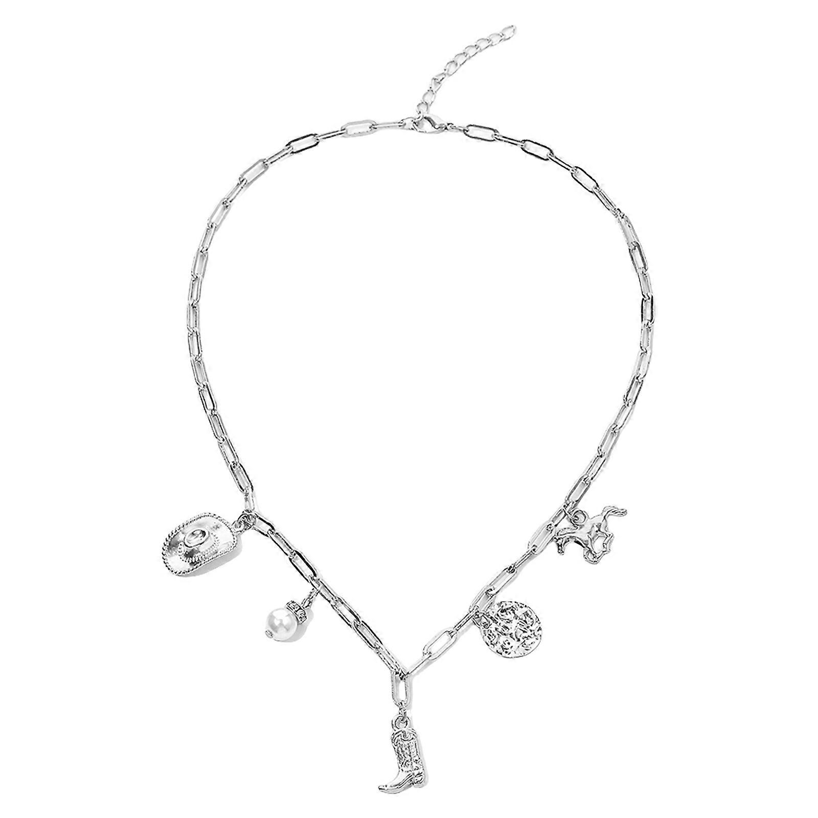 Ethnic Inspired Necklace Featuring Cowboy Hat and Boot Charm Perfect for Festivals and Parties Adjustable Length
