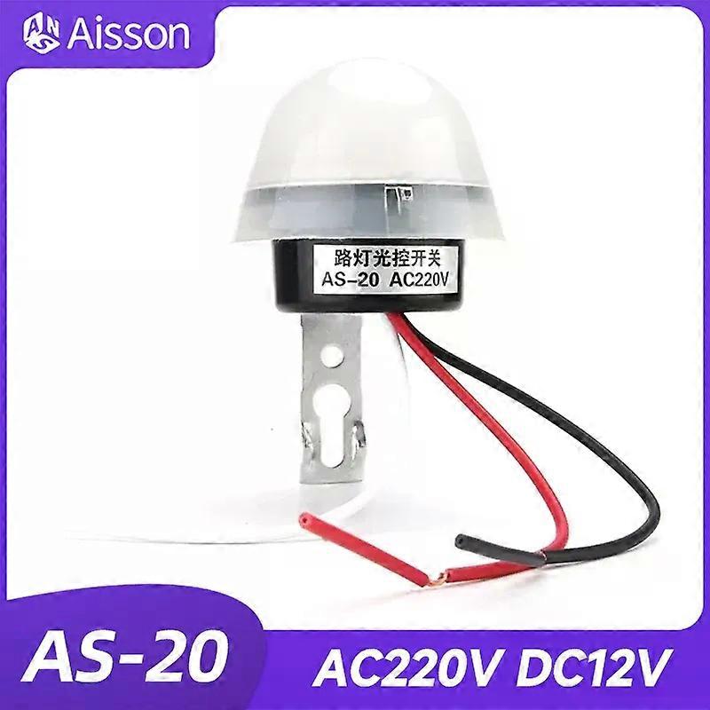 Fsw AS-20 Automatic Auto On Off Photocell Street Light Switch AC220V DC12V 10A  Waterproof Sensitive Auto Sensor Switch