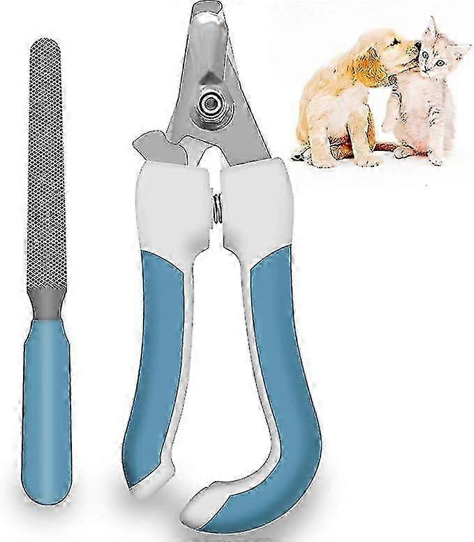 Pet Nail Clippers with Safety Guard to Prevent Overcutting, Free Nail File, Professional Grooming Tool for Large and Small Animals, Blue