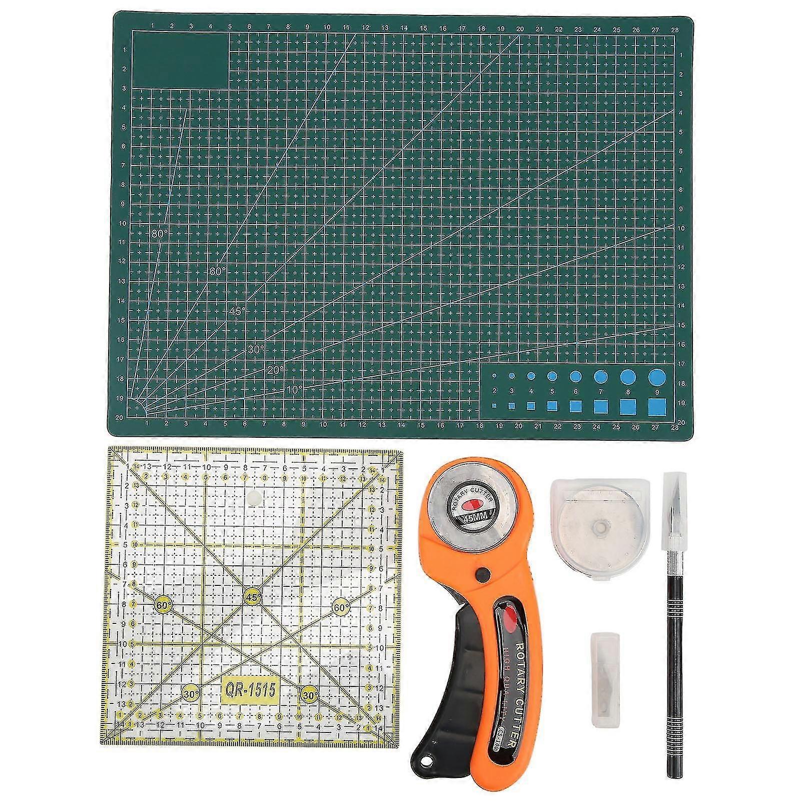 15Pcs Fabric Cutter Set with Replacement Blades and Mat for Sewing Quilting