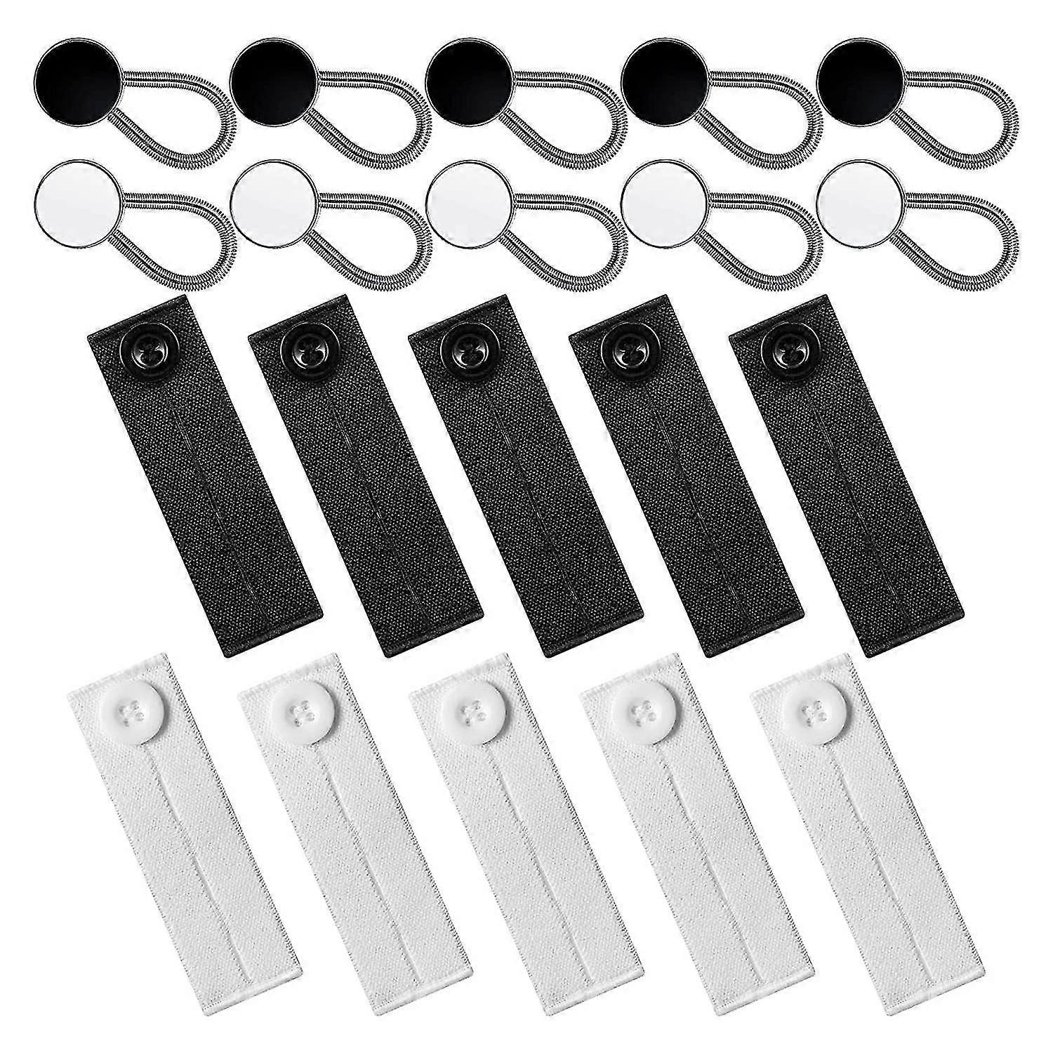 20 Pcs Extender Button Set Including 10 Elastic Waist and Comfy Adjustable Extenders for Jeans Invi