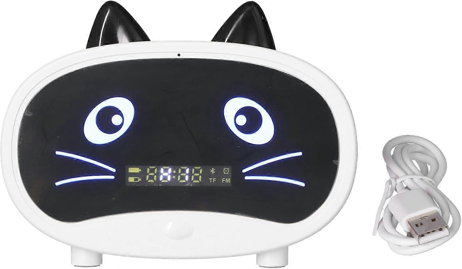 Bluetooth Clock Speaker, JM02 Multifunctional Wireless Alarm Clock Bluetooth Speaker MP3 Player, Cute Cat Ear Design,Support Bluetooth/Memory Card Inp