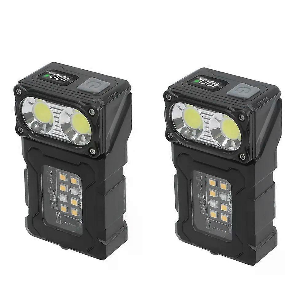 BORUiT EDC 180 Degree Rotating Flashlight Type-C Rechargeable Power Bank LED Torch Magnet Clip Work Light Fishing Pocket Lantern