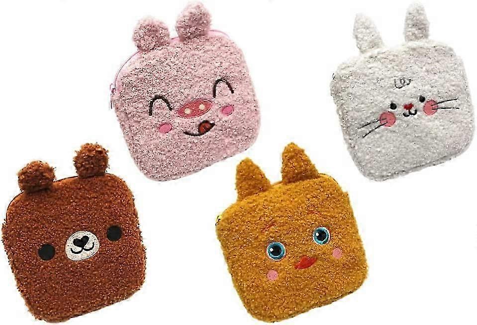 Menstrual Pad Bag Napkin Bag: 4pcs Plush Sanitary Paper Bag Furry Tampon Collect Pouches