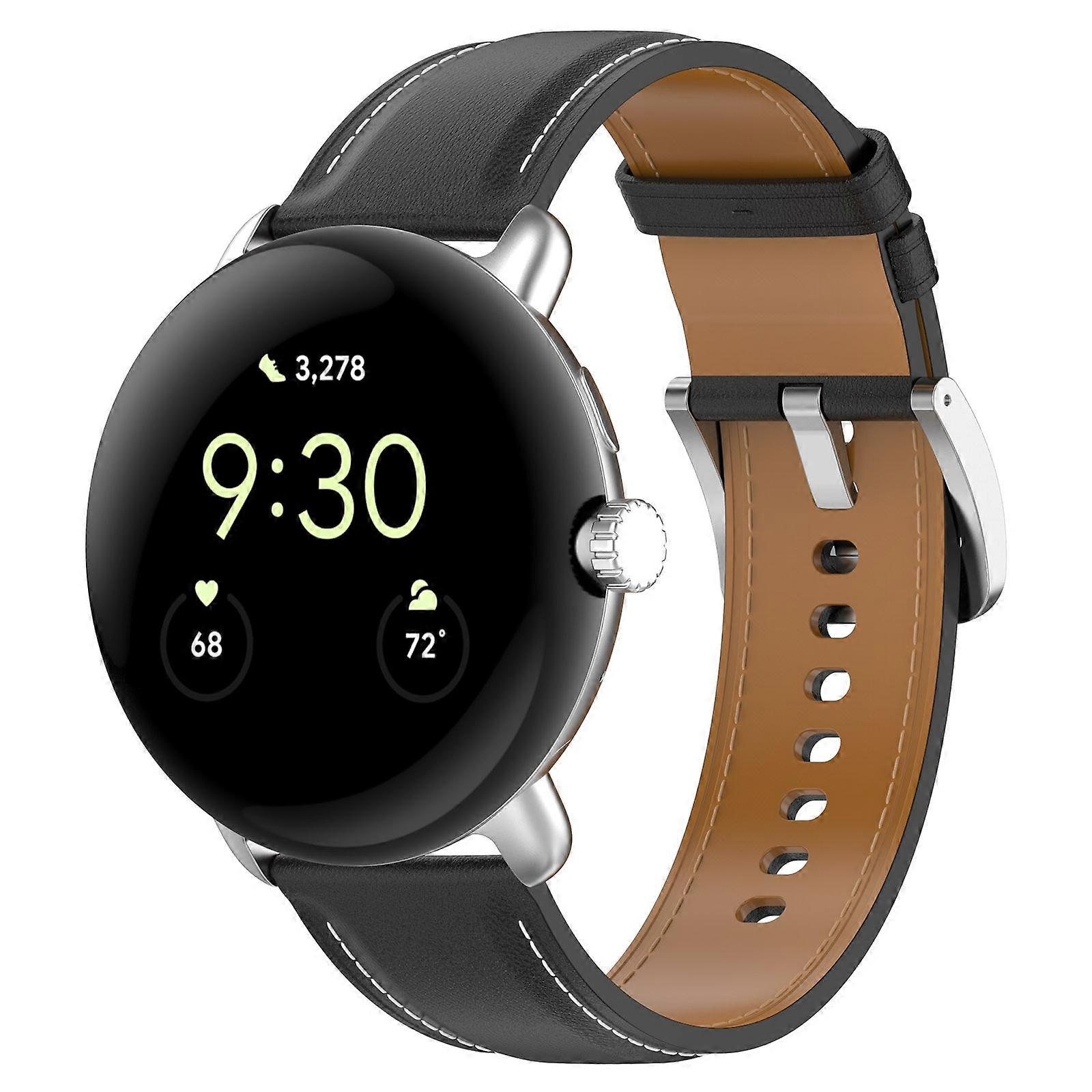 For Google Pixel Watch Leather Embossed Sewing Watch Band